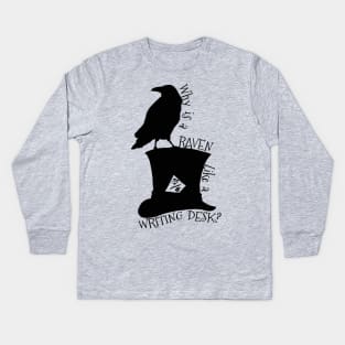 Why Is A Raven Like A Writing Desk Alice In Wonderland Mad Hatter Riddle Silhouette Shirt Kids Long Sleeve T-Shirt